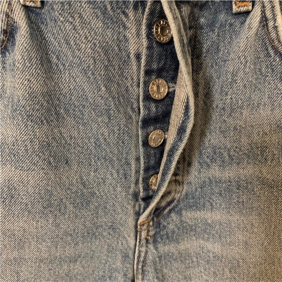 Agolde Riley Sz 25 high-waisted, straight-leg, button fly distressed denim jeans - Picture 4 of 7